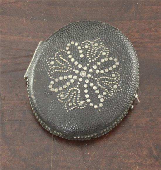 An 18th century oval shagreen and pique work miniature case, 2in.
